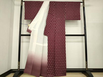 平和屋着物●上質な小紋　絞り　舞花文　正絹　逸品　AABI7987ck