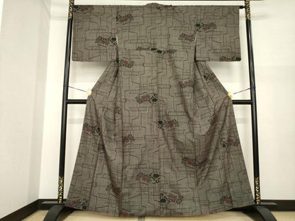 平和屋着物●本場大島紬　一元7マルキ　几帳花文　正絹　逸品　AABI7988ck