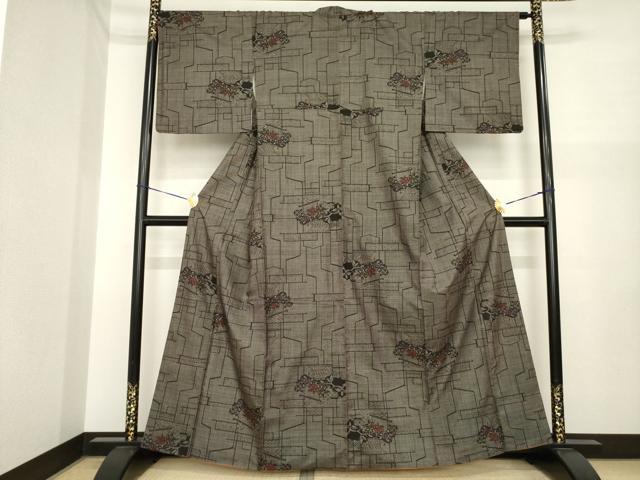 平和屋着物●本場大島紬　一元7マルキ　几帳花文　正絹　逸品　AABI7988ck