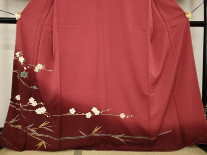 平和屋着物●染色の魔術師　染乃座・大久保玄才　そめのざ玄才　訪問着　枝花文　暈し染め　金彩　正絹　逸品　AABI7993ck