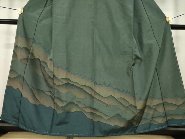 平和屋着物●本場縞大島紬　訪問着　遠山重ね文　正絹　逸品　未使用　AABI7994ck