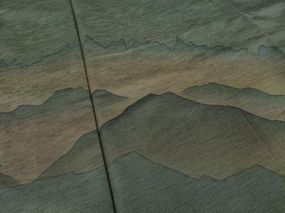平和屋着物●本場縞大島紬　訪問着　遠山重ね文　正絹　逸品　未使用　AABI7994ck
