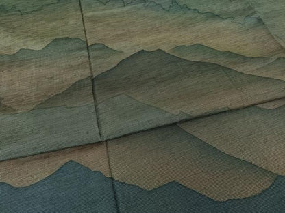 平和屋着物●本場縞大島紬　訪問着　遠山重ね文　正絹　逸品　未使用　AABI7994ck