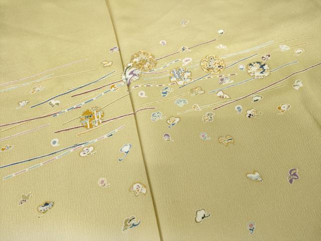 平和屋着物●訪問着　駒刺繍　雪輪花文　暈し染め　金彩　正絹　逸品　未使用　AABI7996ck