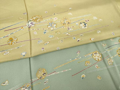 平和屋着物●訪問着　駒刺繍　雪輪花文　暈し染め　金彩　正絹　逸品　未使用　AABI7996ck
