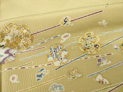 平和屋着物●訪問着　駒刺繍　雪輪花文　暈し染め　金彩　正絹　逸品　未使用　AABI7996ck