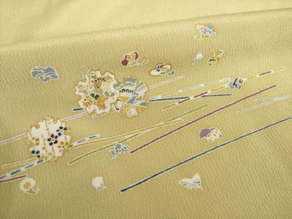 平和屋着物●訪問着　駒刺繍　雪輪花文　暈し染め　金彩　正絹　逸品　未使用　AABI7996ck