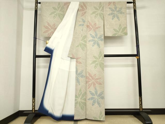 平和屋着物●本塩沢　花尽くし　正絹　逸品　AABI7999ck