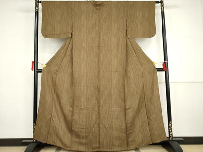 平和屋着物▽上質な小紋　単衣　変わり縞　正絹　逸品　AABI8001cs