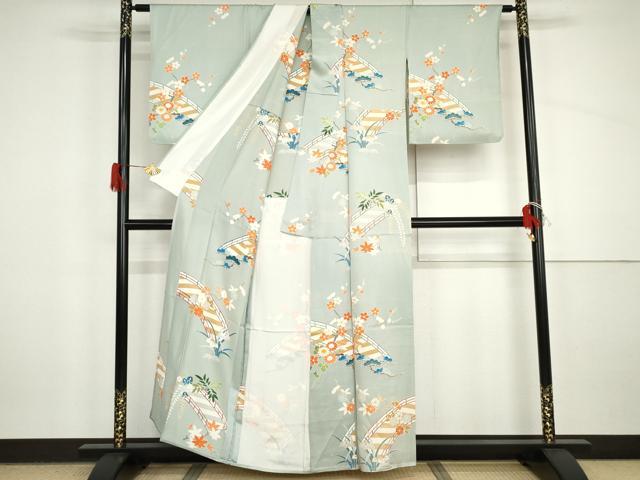 平和屋着物▽訪問着　単衣　渡り橋松竹梅文　金彩　正絹　逸品　AABI8002cs