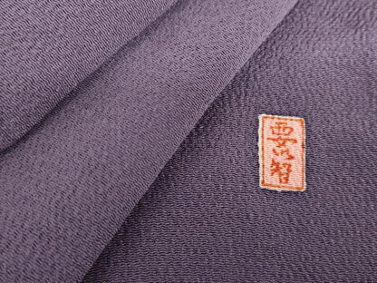 平和屋着物▽上質な色無地　単衣　作家物　江戸紫色　鬼しぼ縮緬　正絹　逸品　AABI8004cs