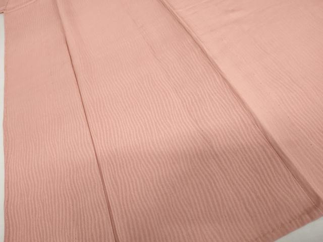 平和屋着物▽上質な色無地　単衣　よろけ縞地紋　薄紅色　正絹　逸品　AABI8006cs