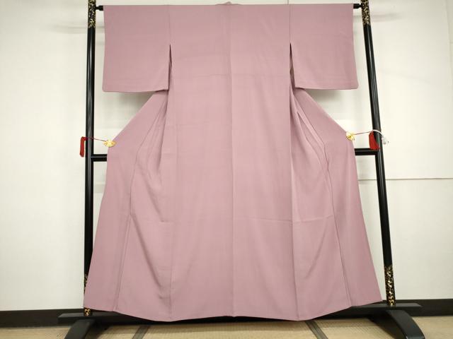 平和屋着物▽上質な色無地　単衣　石竹色　正絹　逸品　AABI8007cs