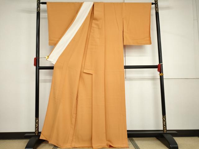 平和屋着物▽上質な色無地　単衣　金茶色　正絹　逸品　未使用　AABI8010cs