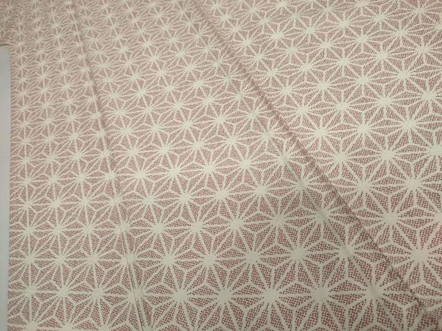 平和屋着物▽上質な小紋　単衣　麻の葉文様　正絹　逸品　AABI8015cs