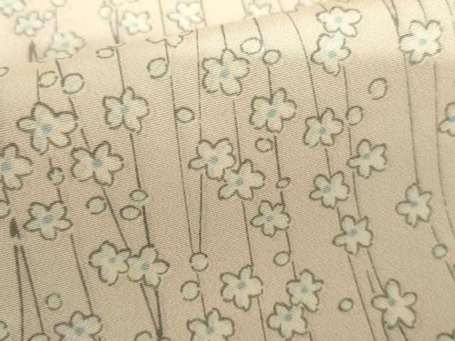 平和屋着物▽上質な小紋　単衣　枝花文　正絹　逸品　AABI8020cs