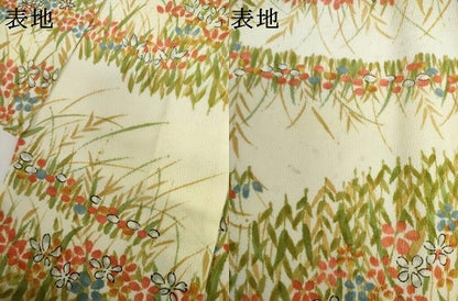 平和屋着物▽上質な小紋　単衣　手描き　草花文　暈し染め　正絹　逸品　AABI8021cs