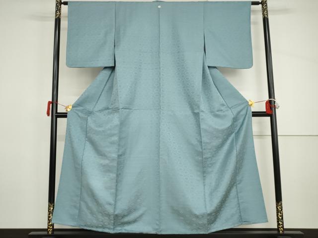 平和屋着物▽上質な色無地　単衣　花菱地紋　薄縹色　正絹　逸品　AABI8024cs