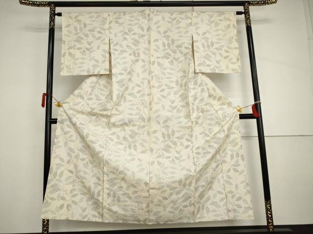 平和屋着物▽上質な紬　単衣　枝花文　正絹　逸品　AABI8025cs