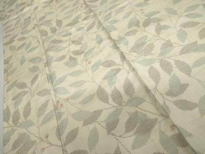 平和屋着物▽上質な紬　単衣　枝花文　正絹　逸品　AABI8025cs