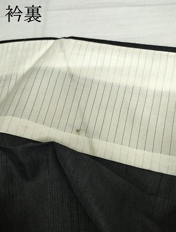 平和屋着物▽上質な紬 　単衣　遠州椿　黒地 　正絹　逸品　未使用　AABI8027cs