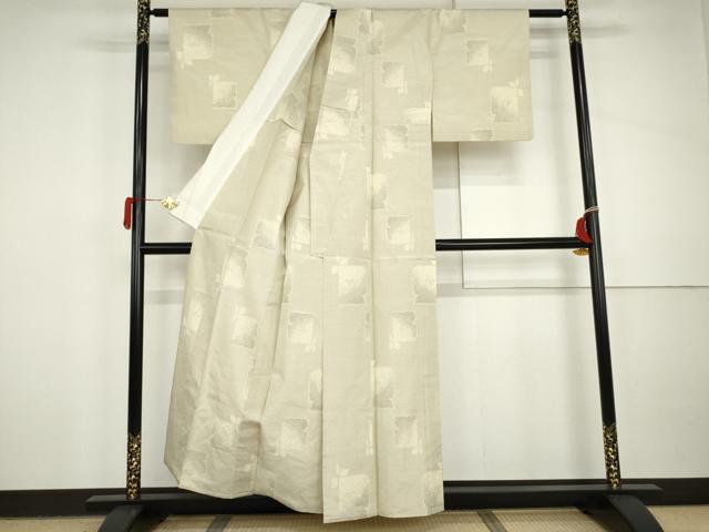平和屋着物▽上質な紬　単衣　破れ色紙文　正絹　逸品　AABI8030cs