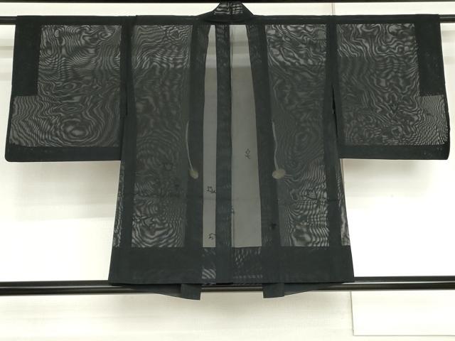 平和屋着物▽羽織　スリーシーズン　春夏秋　塵除け　枝花文　黒地　正絹　逸品　AABI8033cs