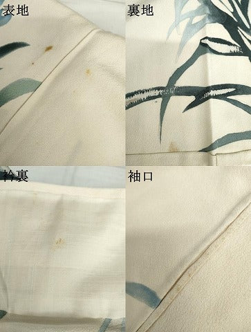 平和屋着物▽訪問着　単衣　手描き　草花文　金彩　正絹　逸品　AABI8035cs