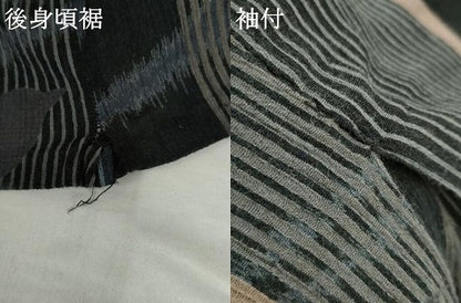 平和屋着物▽撫松庵　小紋・浴衣兼用　燕　黒地　単衣　綿　AABI8037cs