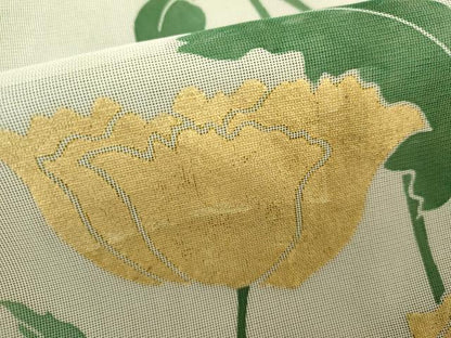平和屋着物▽訪問着　単衣　紗×紗　枝花文　金彩　正絹　逸品　AABI8040cs