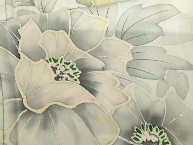 平和屋着物▽訪問着　単衣　手描き　地紋起こし　枝花文　正絹　逸品　AABI8041cs