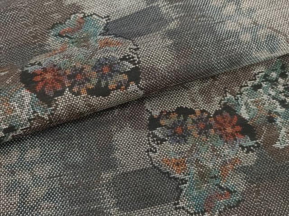 平和屋着物▽本場大島紬　単衣　9マルキ　蔦の葉文　正絹　逸品　未使用　AABI8042cs
