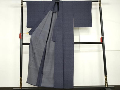平和屋着物▽上質な小紋　単衣　流水文　正絹　逸品　AABI8045cs