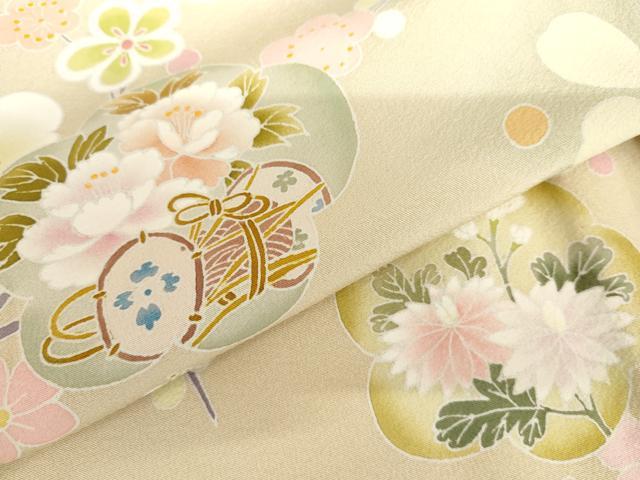 平和屋着物▽訪問着　単衣　友禅　花鼓文　枝梅　暈し染め　金銀彩　正絹　逸品　AABI8049cs