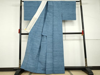 平和屋着物▽上質な紬　単衣　霞文　正絹　逸品　AABI8052cs