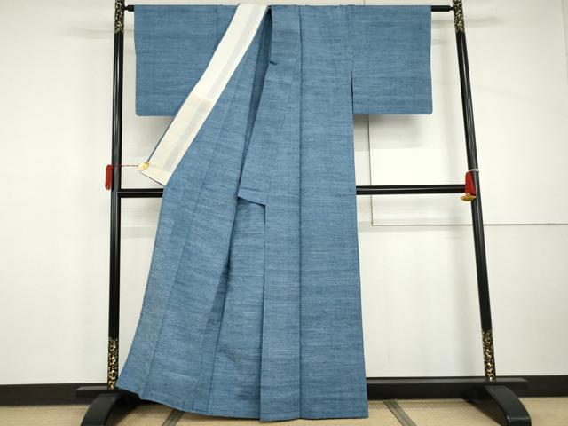 平和屋着物▽上質な紬　単衣　霞文　正絹　逸品　AABI8052cs