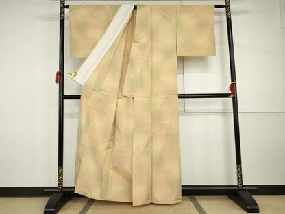平和屋着物▽上質な紬　単衣　霞文　正絹　逸品　AABI8053cs