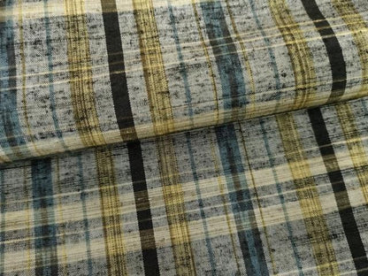 平和屋着物▽上質な紬　単衣　格子　正絹　逸品　AABI8057cs