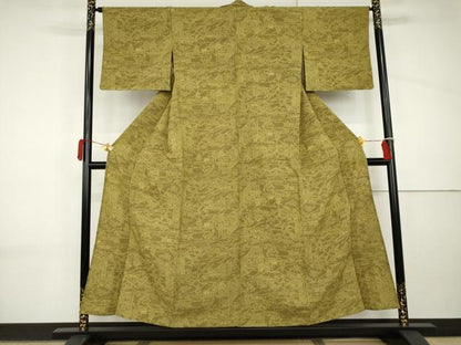平和屋着物▽江戸小紋　単衣　風景文　正絹　逸品　AABI8063cs