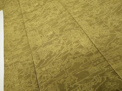 平和屋着物▽江戸小紋　単衣　風景文　正絹　逸品　AABI8063cs