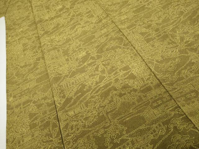 平和屋着物▽江戸小紋　単衣　風景文　正絹　逸品　AABI8063cs