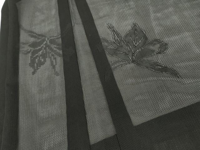 平和屋着物▽羽織　スリーシーズン　春夏秋　塵除け　草花文　黒地　正絹　逸品　未使用　AABI8064cs