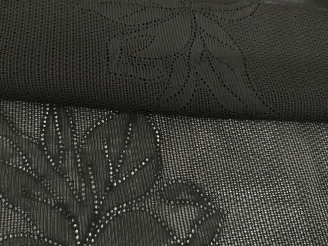 平和屋着物▽羽織　スリーシーズン　春夏秋　塵除け　草花文　黒地　正絹　逸品　未使用　AABI8064cs