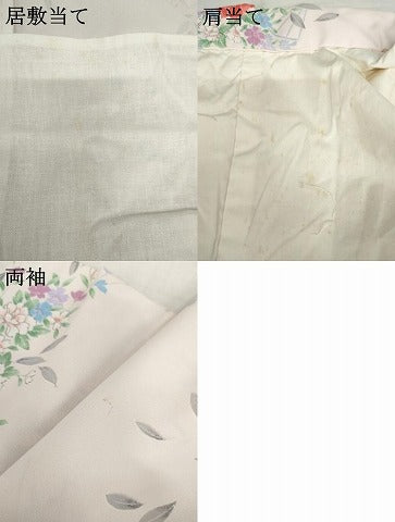 平和屋着物▽小紋　単衣　片輪車草花文　洗える着物　AABI8067cs