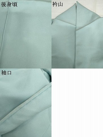 平和屋着物▽上質な色無地　単衣　紗綾形地紋　白藍色　正絹　逸品　AABI8071cs