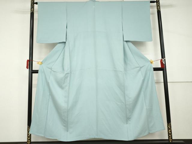 平和屋着物▽上質な色無地　単衣　紗綾形地紋　白藍色　正絹　逸品　AABI8071cs