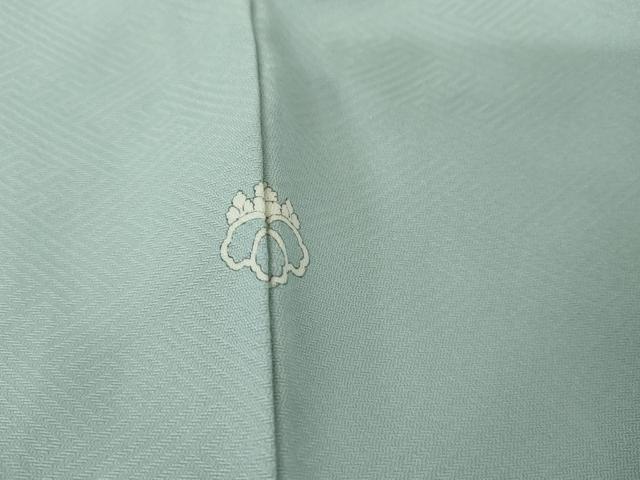 平和屋着物▽上質な色無地　単衣　紗綾形地紋　白藍色　正絹　逸品　AABI8071cs