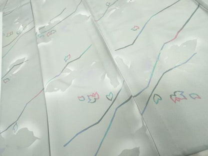平和屋着物▽上質な小紋　単衣　枝葉文　暈し染め　正絹　逸品　AABI8082cs