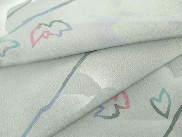 平和屋着物▽上質な小紋　単衣　枝葉文　暈し染め　正絹　逸品　AABI8082cs