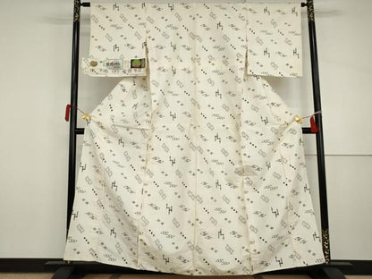 平和屋着物▽本場琉球絣　単衣　琉球絣文様　大城誠光作　証紙付き　正絹　逸品　AABI8085cs